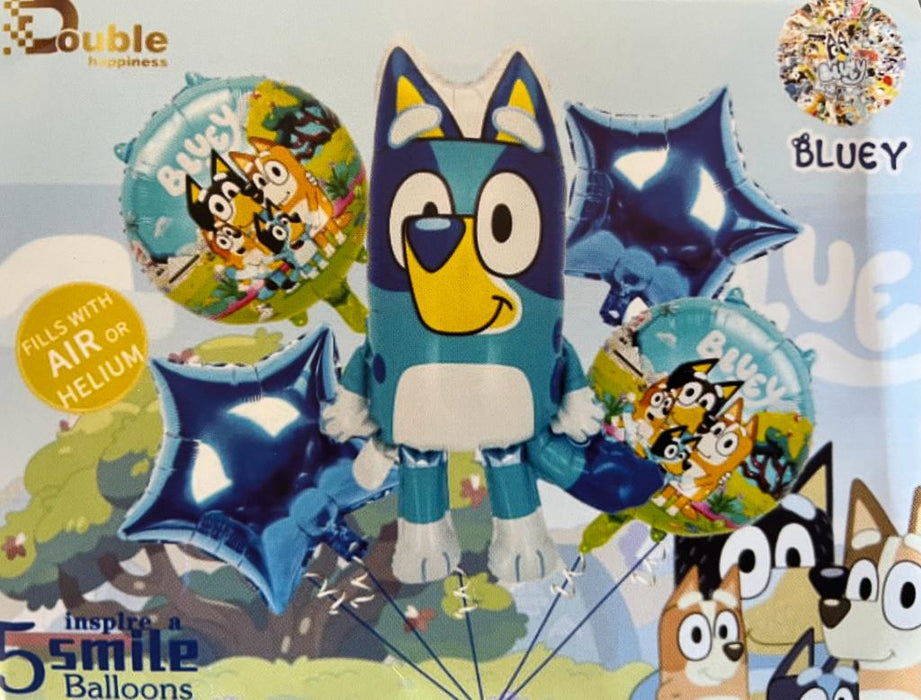 Bouquet de Globos Bluey Bandit Heeler x 5 Piezas