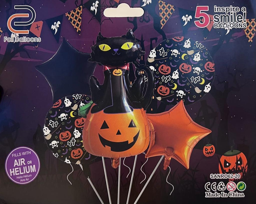 Bouquet  Gato Calabaza Halloween X 5 piezas Ref. 1