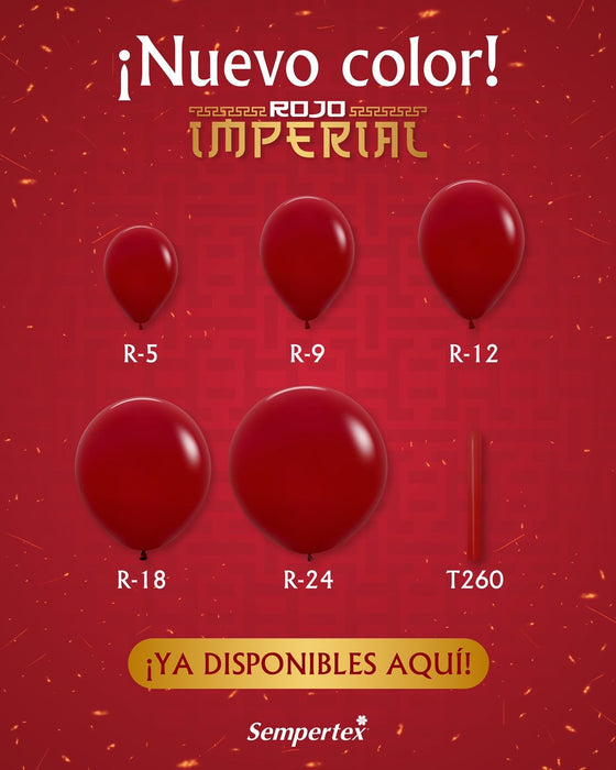 Globo Rojo Imperial Fashion R12 x 50 Unidades Sempertex