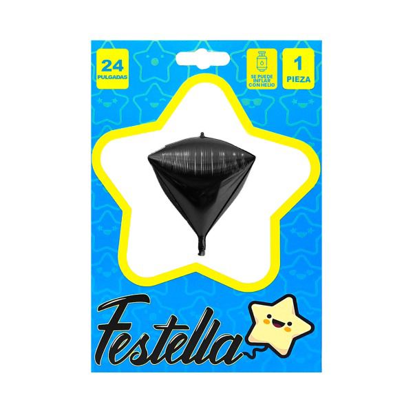Globo Metalizado Diamante Negro 24" Festella