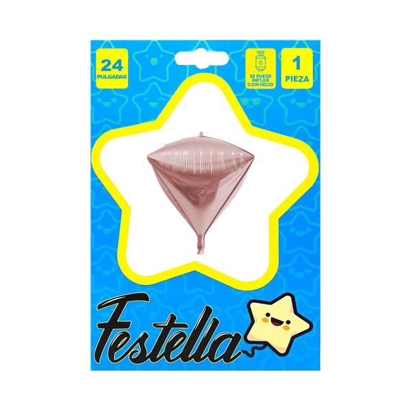 Globo Metalizado Diamante Dorado Rosa 24" Festella
