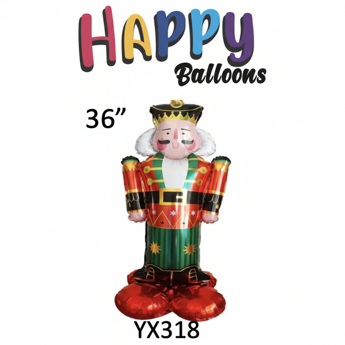 Globo Foil Con Base Cascanueces Navideño 3D  24"