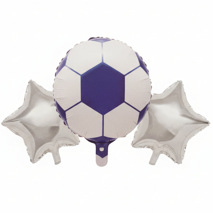 Kit Globo Balon Azul Estrellas Plateadas X 3 Piezas 18" Festella