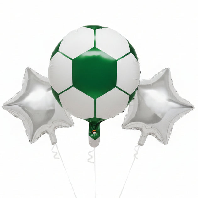Kit Globo Balon Verde Estrellas Plateadas X 3 Piezas 18" Festella