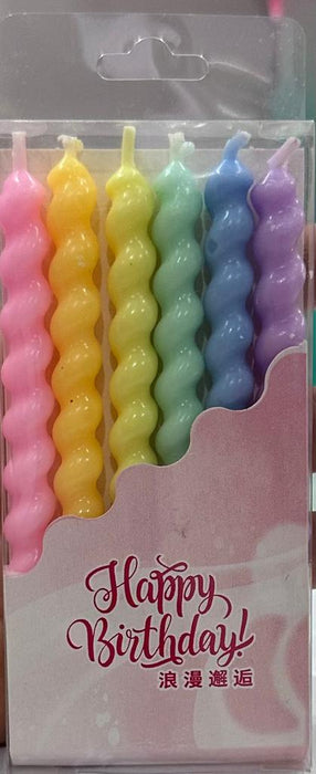 Velitas Espiral Cortas Colores  Pastel x 6