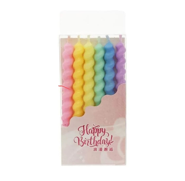Velitas Espiral Cortas Colores  Pastel x 6
