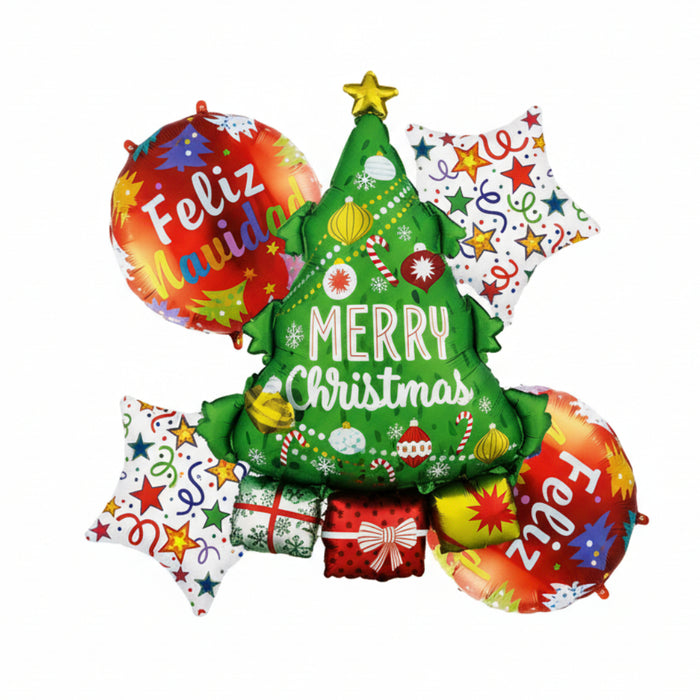 Bouquet De Globos Arbol de Navidad x 5 Piezas Festella