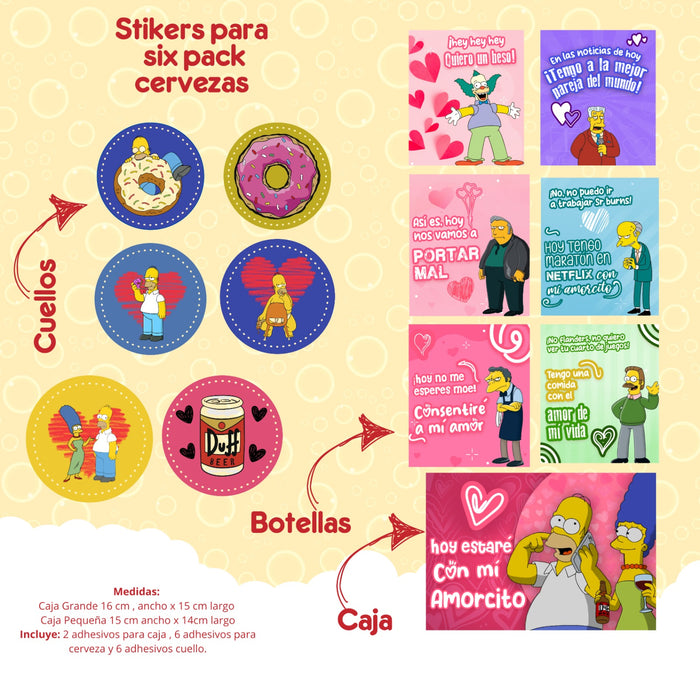 Stickers Adhesivos Para Six Pack Caja Grande de Cerveza Los Simpson x 1 Unidad