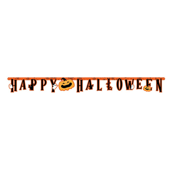 Cartel Letras Happy Halloween Fantasmitas 4 M X 1 Unidad Sempertex