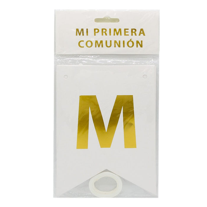 Feston Mi Primera Comunion Pequeño Blanco Dorado