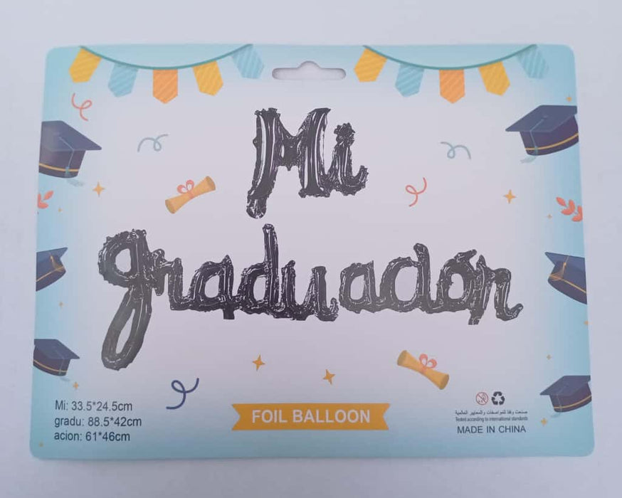 Letrero Kit Globos Mi Graduacion x 3 Piezas Color Negro