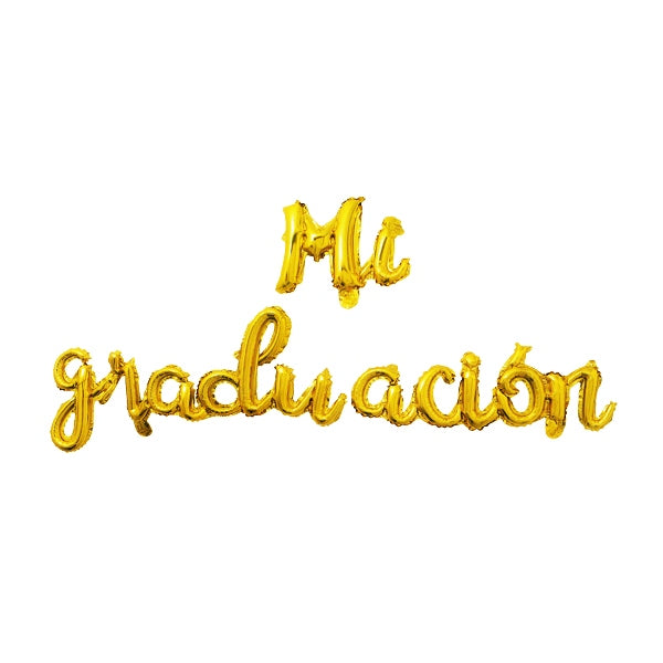 Letrero Kit Globos Mi Graduacion x 3 Piezas Color Dorado