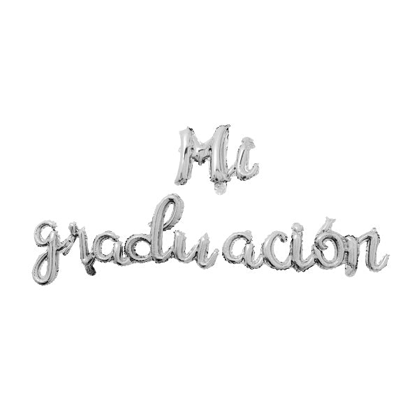 Letrero Kit Globos Mi Graduacion x 3 Piezas Color Plata