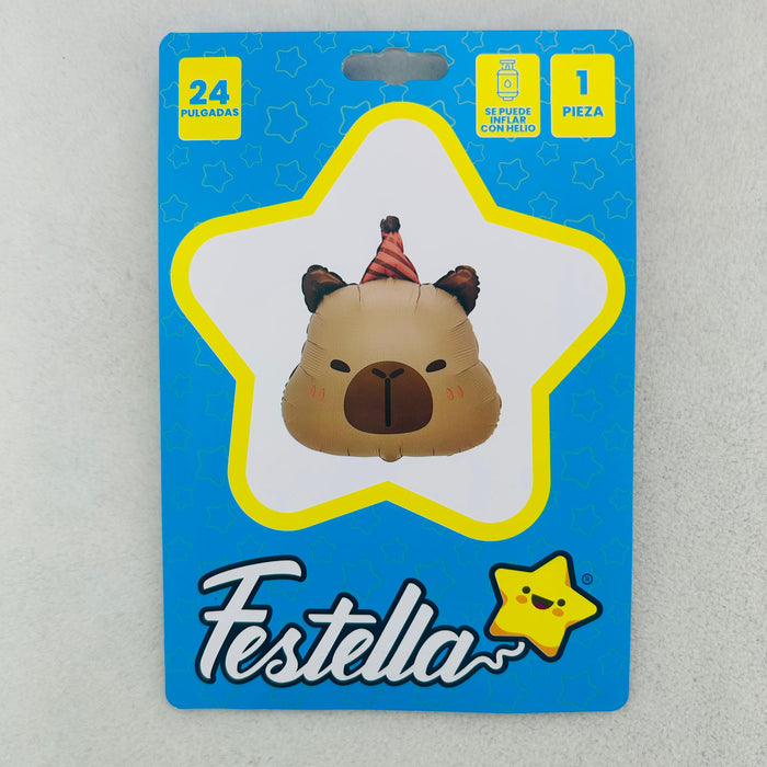 Globo Foil Capibara Gorro 24" x 1 Unidad