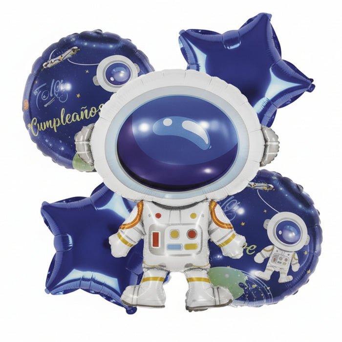 Bouquet de Globos Astronauta Azul X 5 Piezas Festella