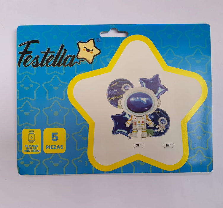 Bouquet Astronauta Azul X 5 Piezas Festella