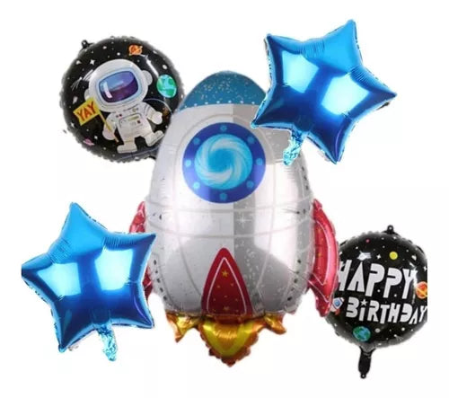 Bouquet Cohete Espacial Estrellas Azules X 5 Piezas