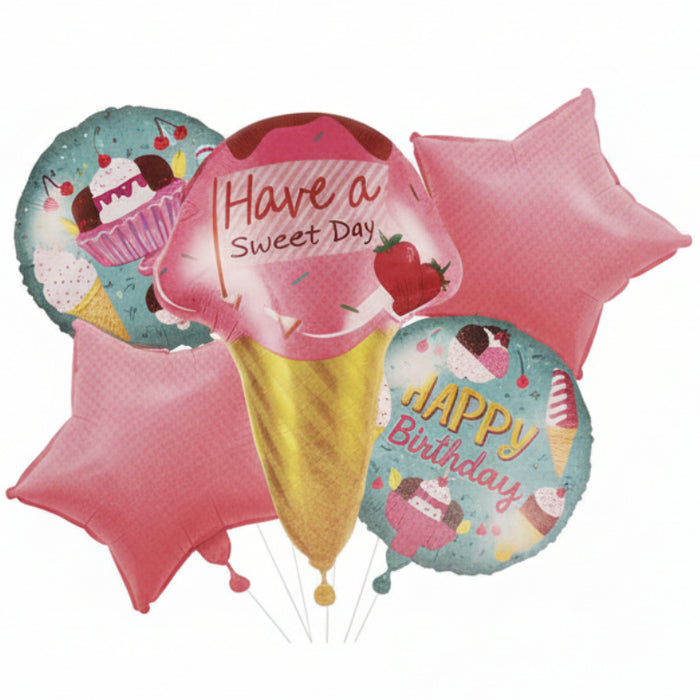 Bouquet de Globos Cono de Helado Have a Sweet Day X 5 Piezas Festella