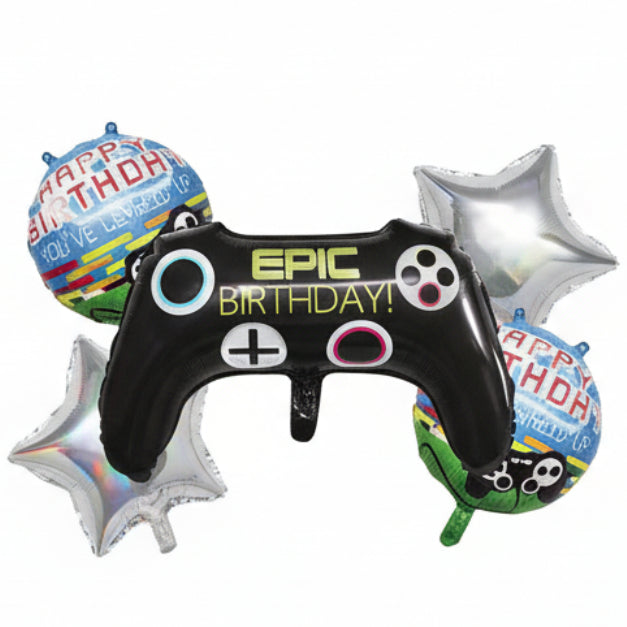 Bouquet de Globos Control Estrellas Plata Epic Birthday X 5 Piezas Festella