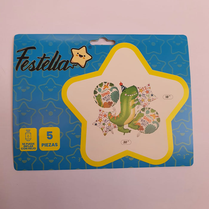 Bouquet de Globos Happy Dinobirthday X 5 Piezas Festella