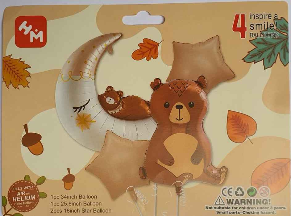Bouquet de Globos Osito en La Luna X 4 Piezas