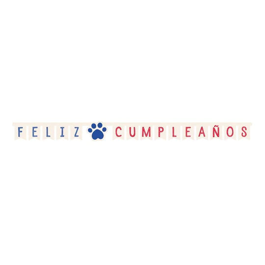 Cartel de Letras Feliz Cumpleaños Huellitas Rojo Azul X 1 Unidad Sempertex
