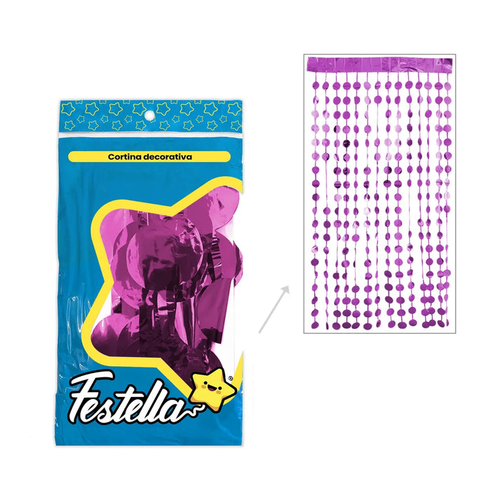 Cortina de Fiesta Circulos 2 x 1 mt Festella Fucsia