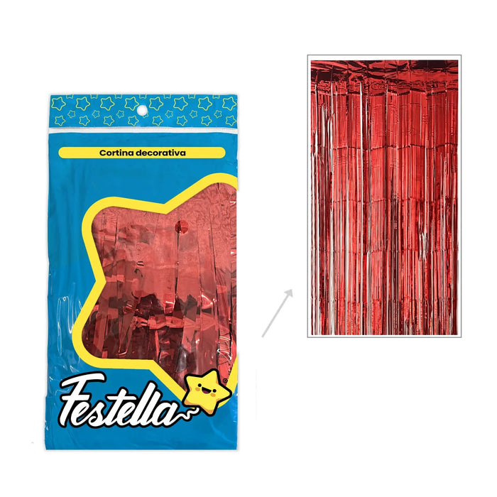 Cortina de Fiesta Lisa 2m x 1 mt Roja Festella