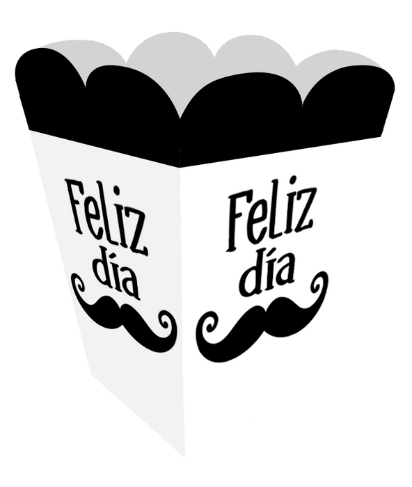 Caja Piramide Mediana Blanca Feliz Dia Mostacho x 1 Unidad