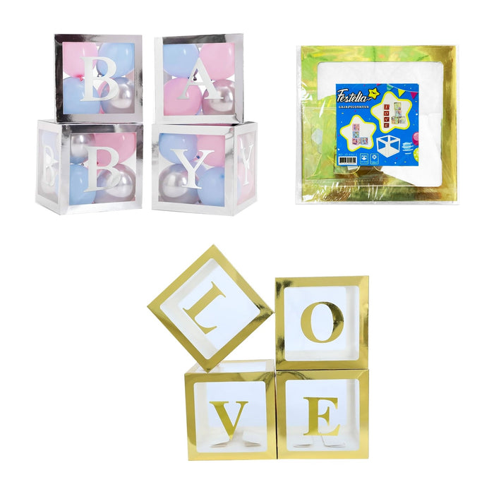 Set de Cubos Transparentes de 30 x 30 x 30 cm Baby Plateados