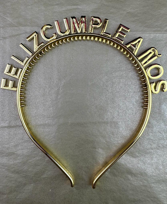 Diadema Feliz Cumpleaños Dorado X 1 Unidad