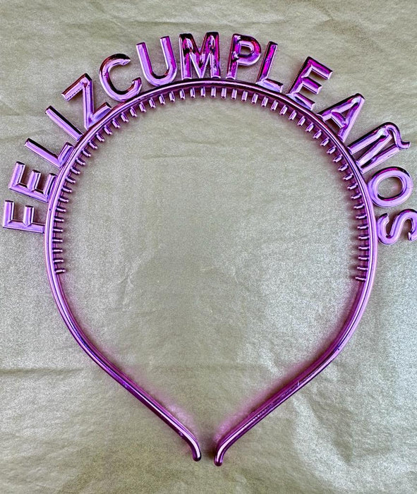 Diadema Feliz Cumpleaños Rosado X 1 Unidad