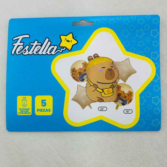 Bouquet de Globos Capibara  X 5 Piezas Festella