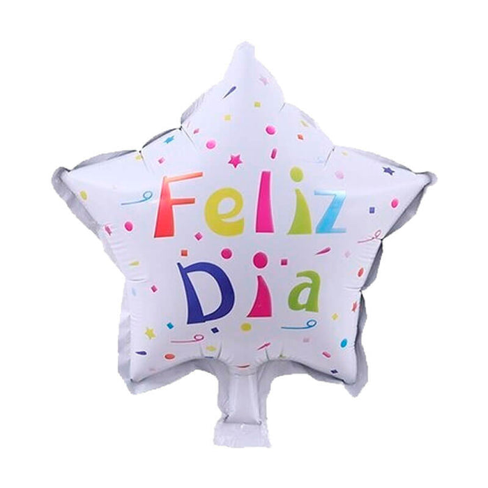 Globo Metalizado Estrella Blanca Feliz Dia 18" Festella