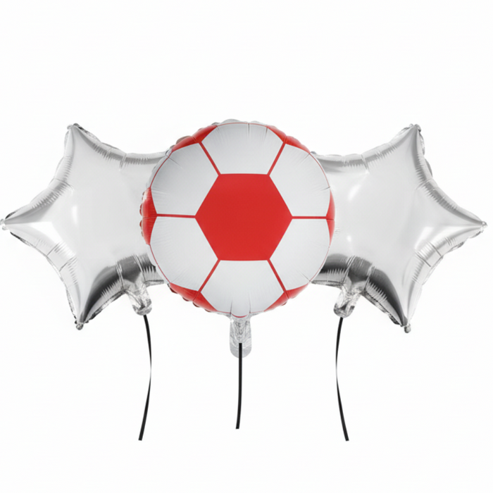 Kit Globo Balón Rojo Estrellas Plateadas X 3 Piezas 18" Festella
