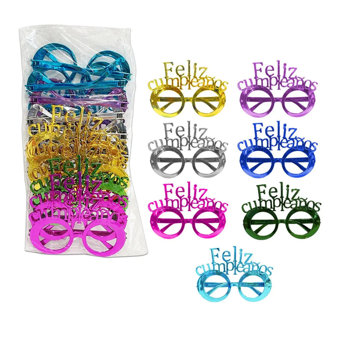 Gafas Brillantes Feliz Cumpleaños Surtidas Paquete x 12 Unidades Festella