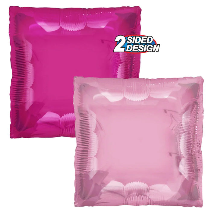 Globo foil Cuadrado 24" Fucsia y Rosa Marca Tuftex x 1 Unidad