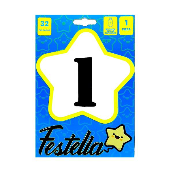 Globo Metalizado # 1 Negro 32" Festella