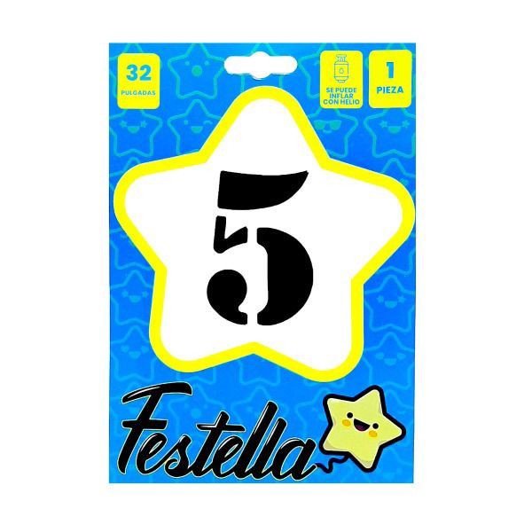 Globo Metalizado # 5 Negro 32" Festella