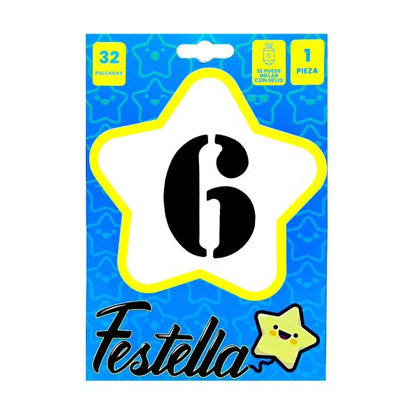 Globo Metalizado # 6 Negro 32" Festella