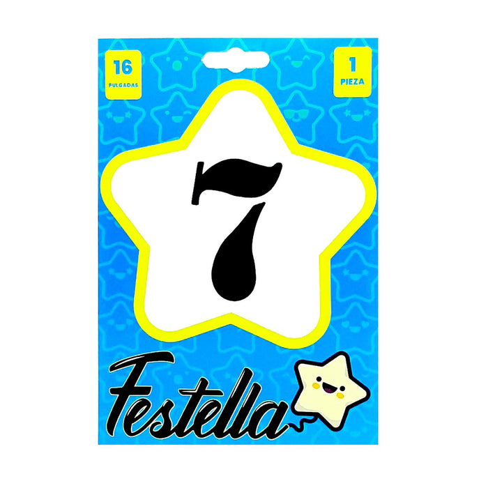 Globo Metalizado # 7 Negro 16" Festella