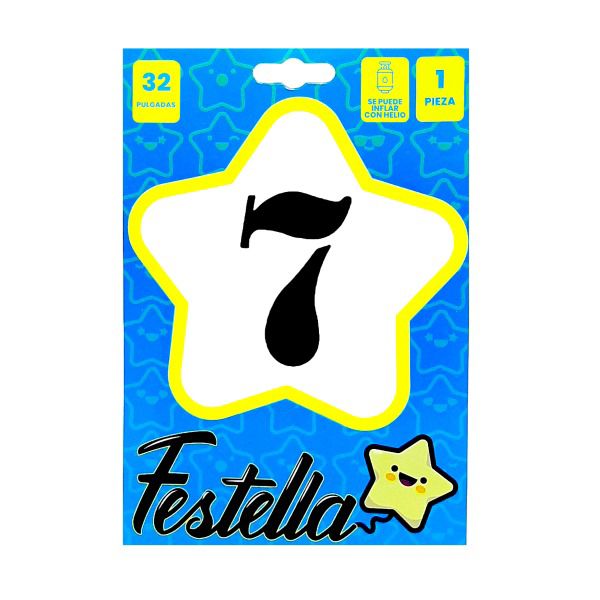 Globo Metalizado # 7 Negro 32" Festella