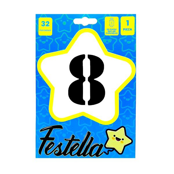 Globo Metalizado # 8 Negro 32" Festella