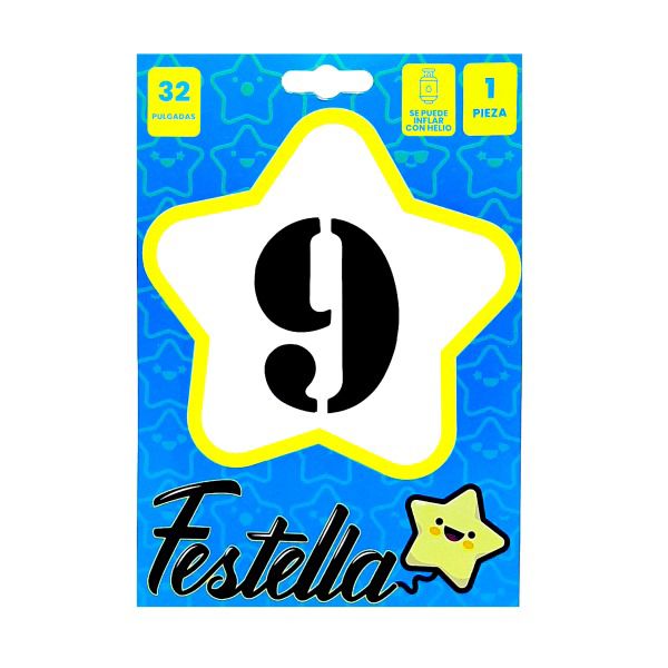 Globo Metalizado # 9 Negro 32" Festella