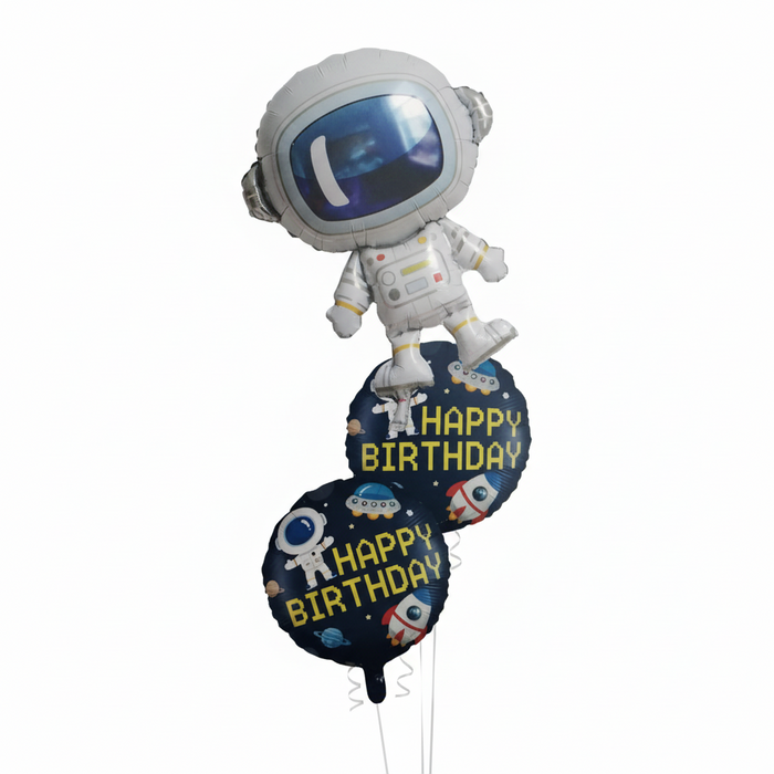 Kit Globos Astronauta Happy Birthday X 3 Piezas Festella