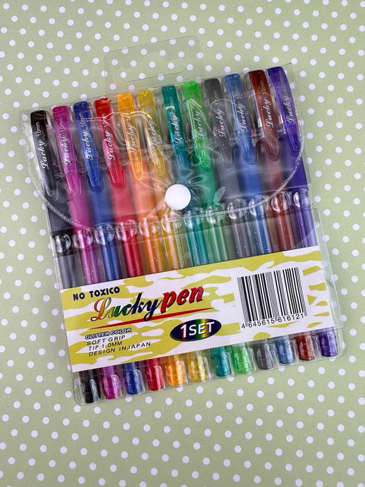 Set de esferos Gel Escarchadado Multicolor x 12 Unidades