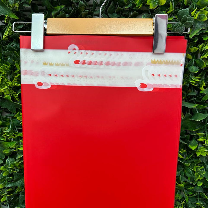 Papel Coreano Paquete x 20 Color Rojo Borde Blanco Cisne