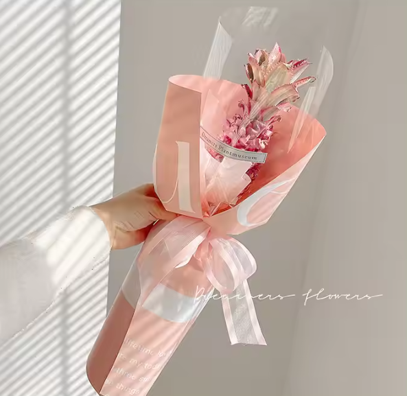 Papel Coreano Impreso Love You Paquete x 20  Color Durazno