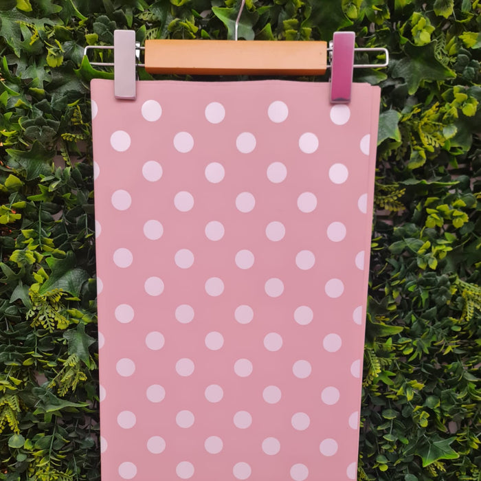 Papel Coreano Polka Paquete x 20 Color Palo de Rosa Lunares Blancos