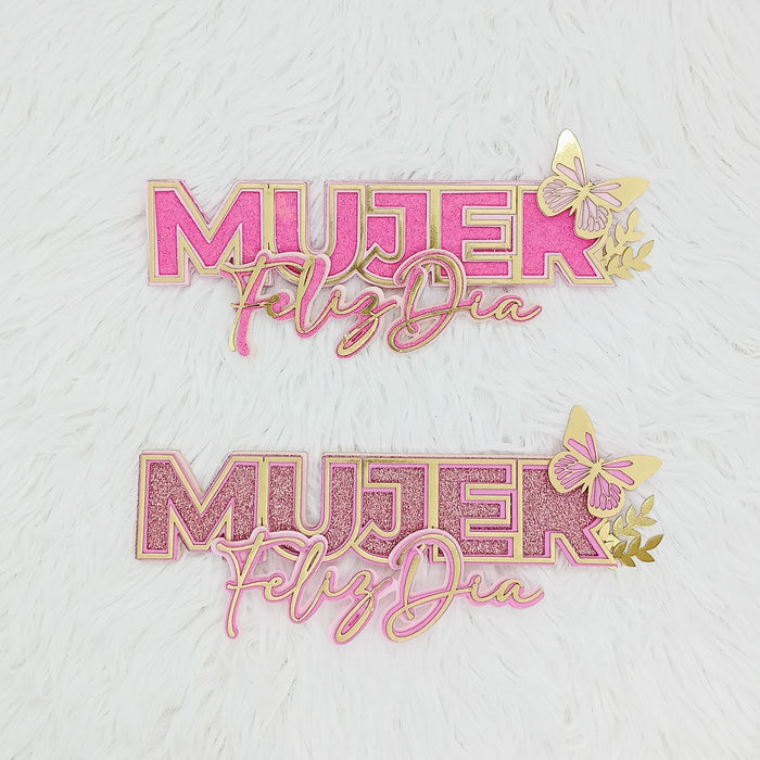 Pin Mujer feliz dia elegante paq x 1